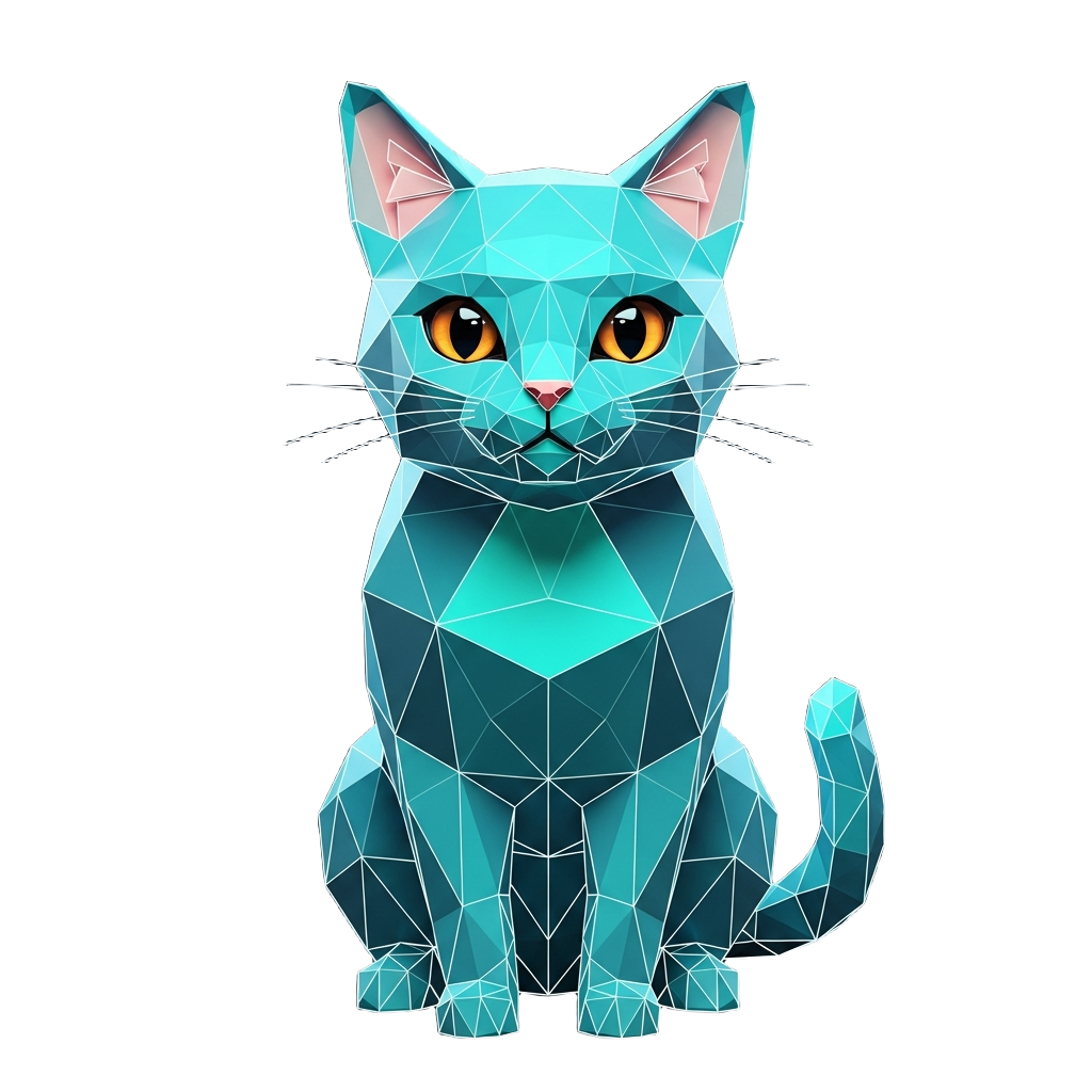 Geometric low-poly Kitten cat NFT - Common rarity